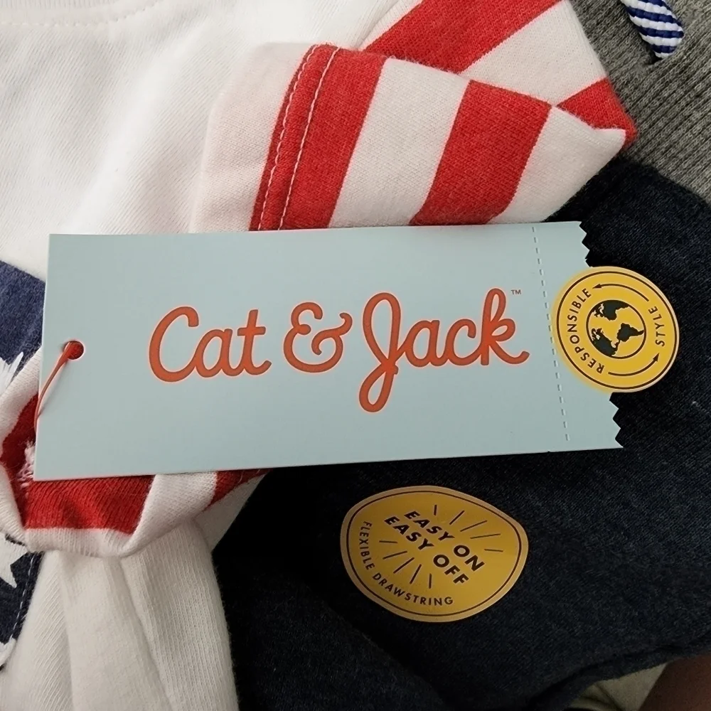 NWT Cat & Jack Patriotic Red White Blue 2 Piece Outfit Toddler 2T American New